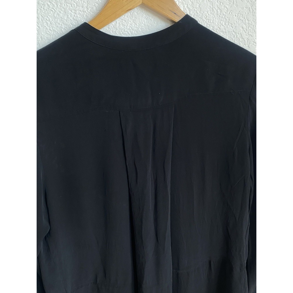 Wilfred Mini Dress Womens M Black 100% Silk Long Sleeve Button Career LBD - Picture 5 of 10